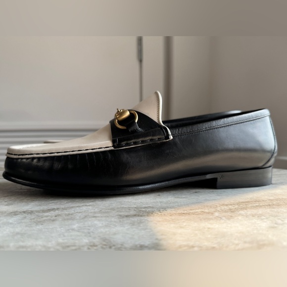 GUCCI 1953 Betis Glamour Horsebit Leather Loafer Black White 9/ 9.5 US $1000 ALD - Picture 3 of 9